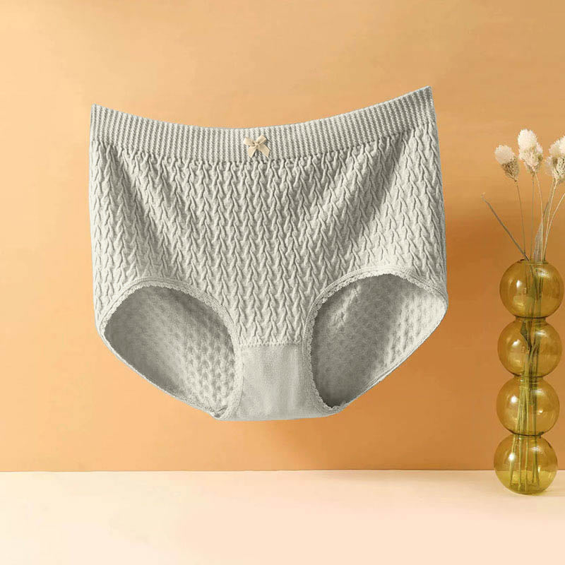 Plusock Plus Size High-Waisted Bow Tie Panty(5 Pairs) - Blue - 4XL - image 17