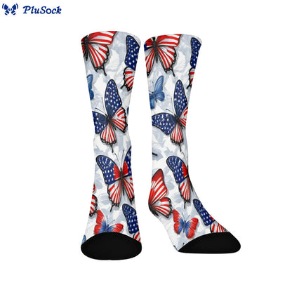 Plusock Plus Size Butterfly American Flag Quarter Socks - A - EU37-44(US4-10) - image 5