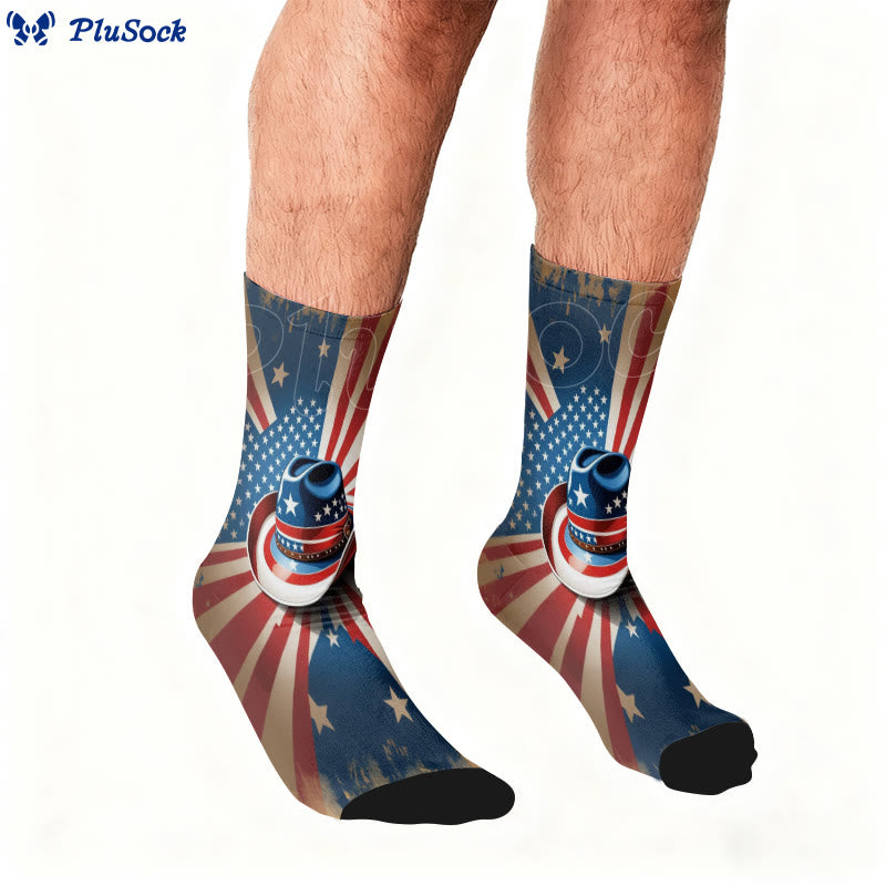 Plusock Plus Size Butterfly American Flag Quarter Socks - image 2