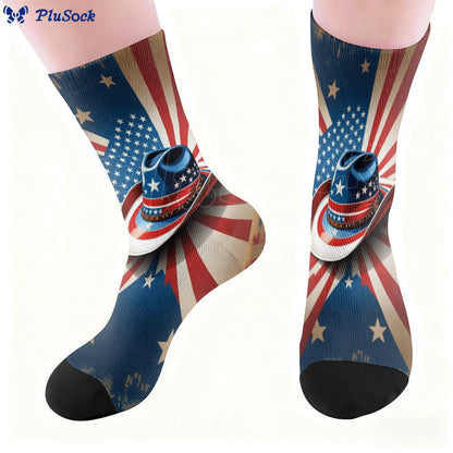 Plusock Plus Size Butterfly American Flag Quarter Socks - image 6