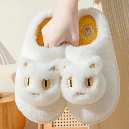 Plusock Plus Size Cute Cartoon cat Slippers - White - EU44-45(US10-11) - image 4