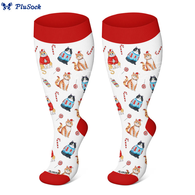 Plusock Plus Size Adorable Christmas Mix Compression Socks(3 Pairs) - image 3