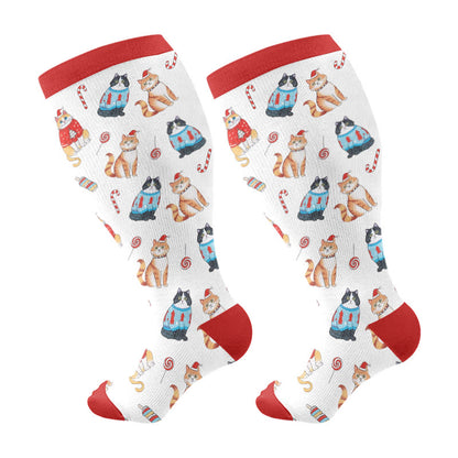 Plusock Plus Size Adorable Christmas Mix Compression Socks(3 Pairs) - White(1 Pair) - 4XL - image 7