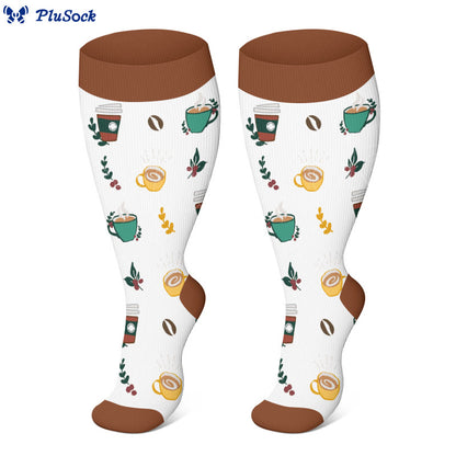 Plusock Plus Size Coffee Series Compression Socks(3 Pairs) - image 3