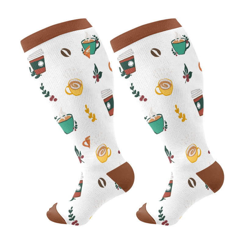 Plusock Plus Size Coffee Series Compression Socks - White - 4XL - image 5