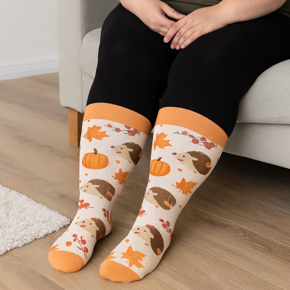 Plusock Plus Size Autumn Hedgehog Compression Socks(3 Pairs) - image 3