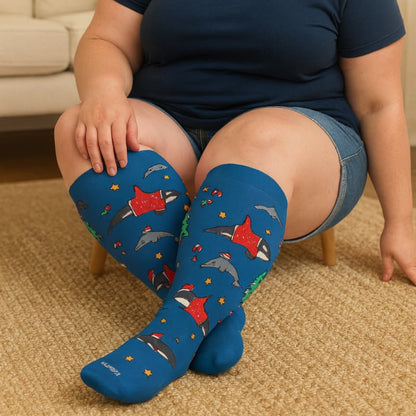 Plusock Plus Size Snowman Whale Elk Compression Socks(3 Pairs) - image 2