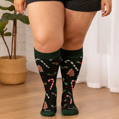 Plusock Plus Size Jolly Christmas Compression Socks(3 Pairs) - image 1