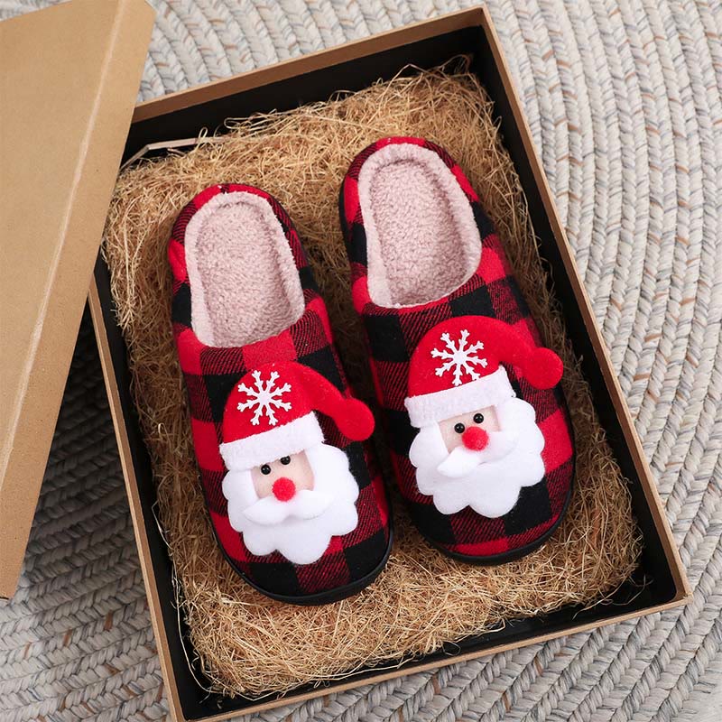 Plusock Plus Size Checkered Santa Claus Slippers - Red - EU44-45(US10-11) - image 0
