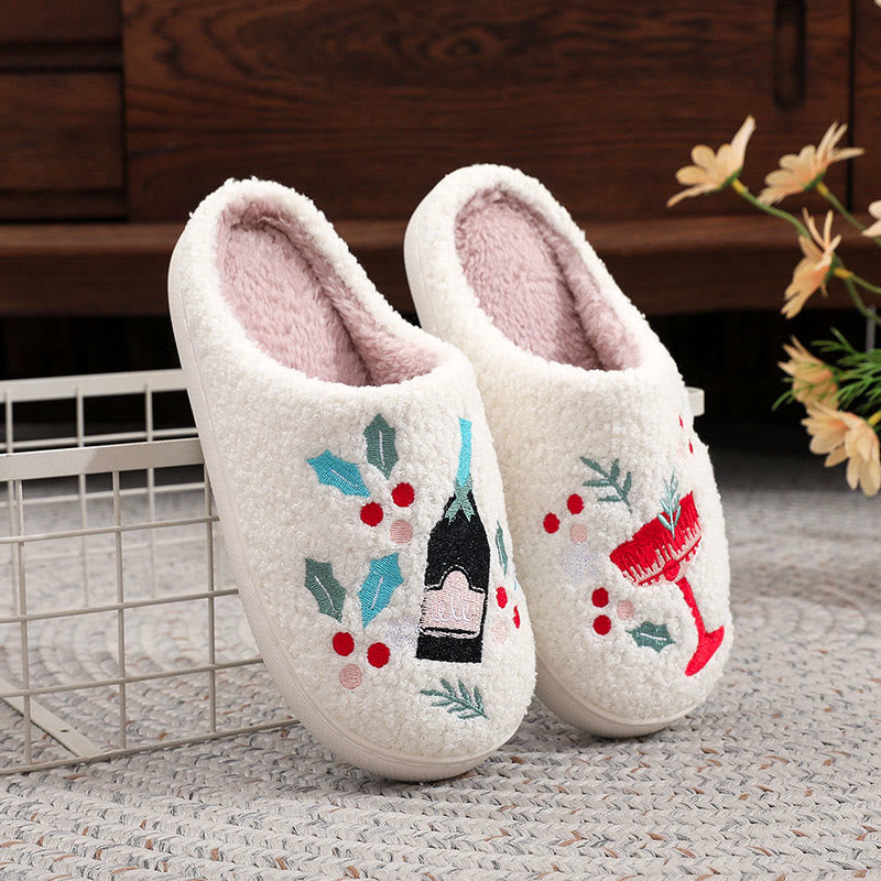 Plusock Plus Size Berry Wine Glass Slippers - White - EU44-45(US10-11) - image 2