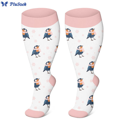 Plusock Plus Size Winter Owl Squirrel Bird Compression Socks(3 Pairs) - image 2