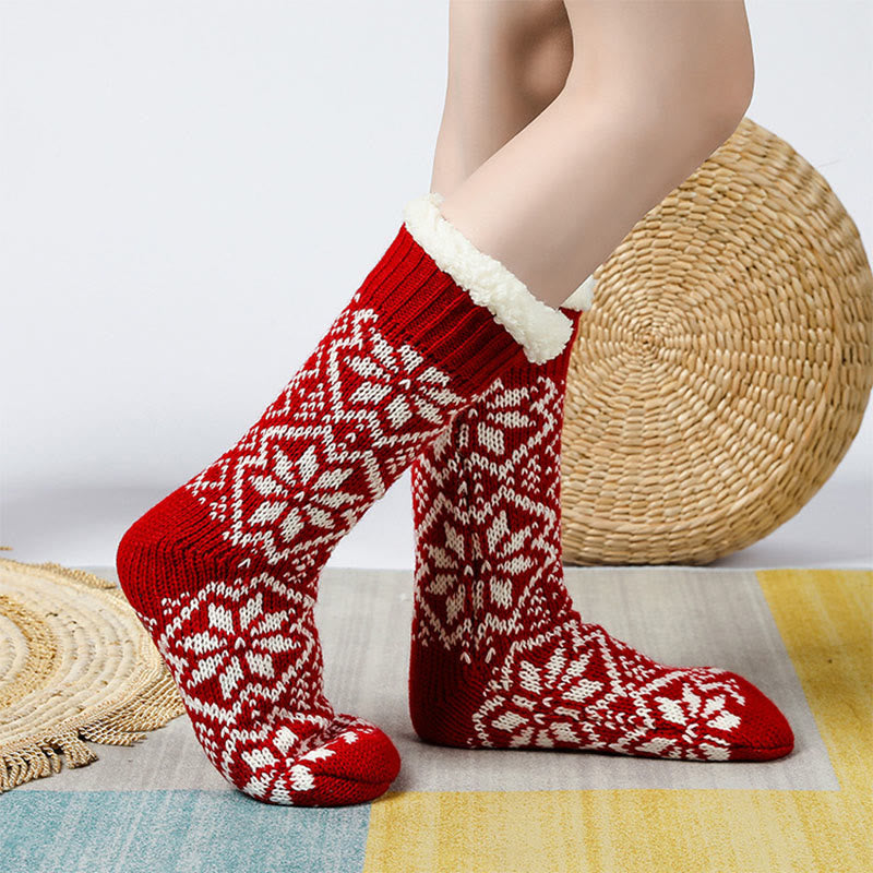 Plusock Christmas Snowflakes Slipper Socks - image 1