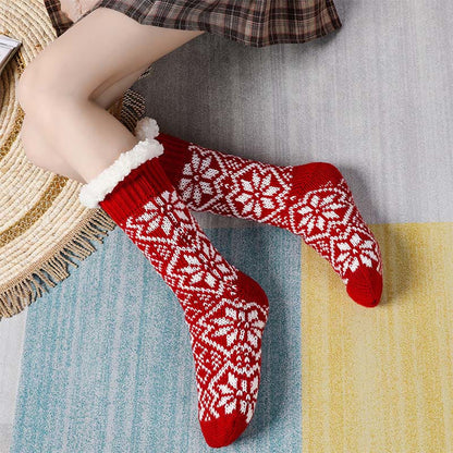 Plusock Christmas Snowflakes Slipper Socks - Red - EU37-40(US4-7) - image 2