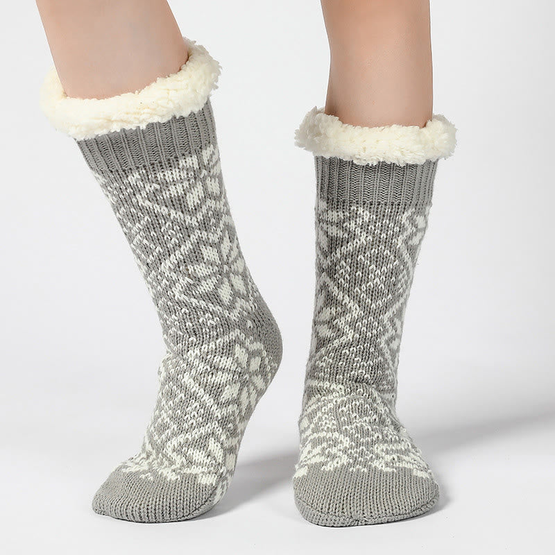 Plusock Christmas Snowflakes Slipper Socks - Grey - EU37-40(US4-7) - image 4
