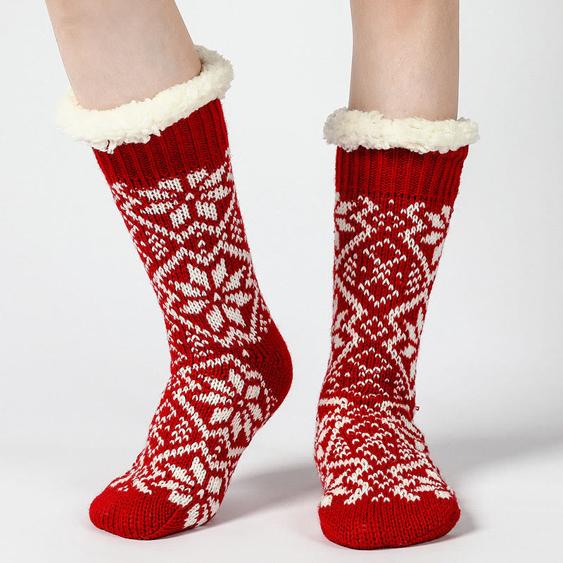 Plusock Christmas Snowflakes Slipper Socks - image 0