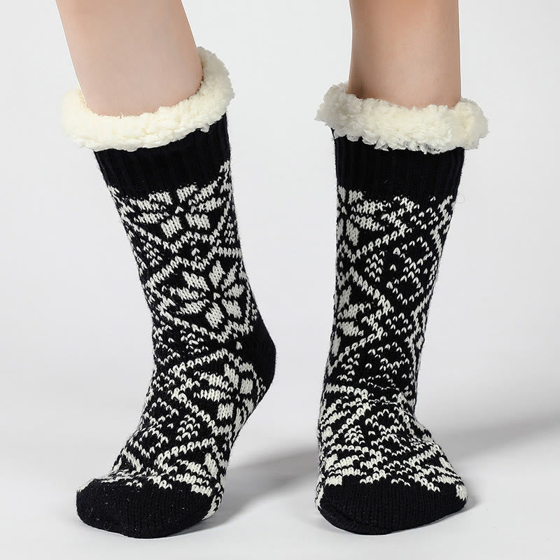 Plusock Christmas Snowflakes Slipper Socks - Black - EU37-40(US4-7) - image 3