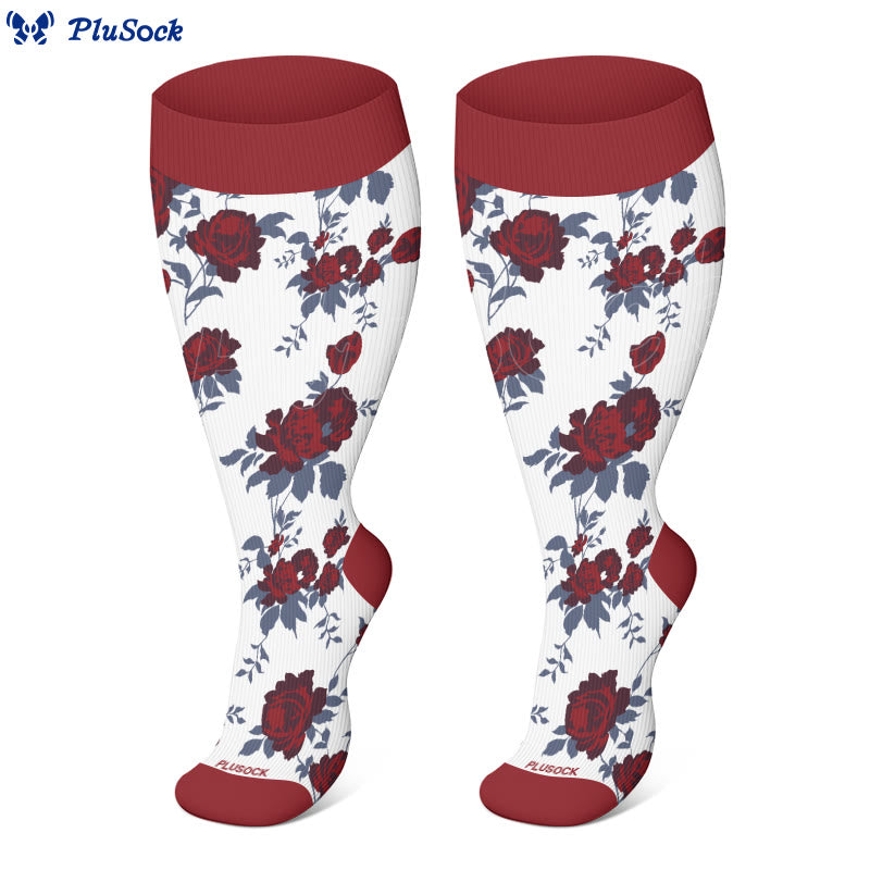Plusock Plus Size Retro Floral Compression Socks(3 Pairs) - image 2