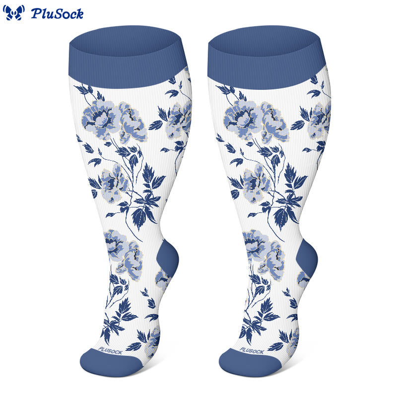 Plusock Plus Size Retro Floral Compression Socks(3 Pairs) - image 4