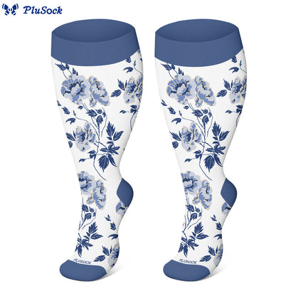 Plusock Plus Size Retro Floral Compression Socks(3 Pairs) - image 4