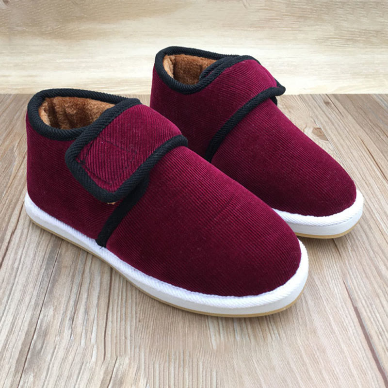 Plusock Plus Size Velcro Heat Retention Slippers - Wine - EU42(US7.5) - image 5