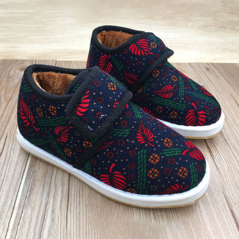 Plusock Plus Size Flower Plant Leopard Print Slippers - Navy Blue - EU42(US7.5) - image 6