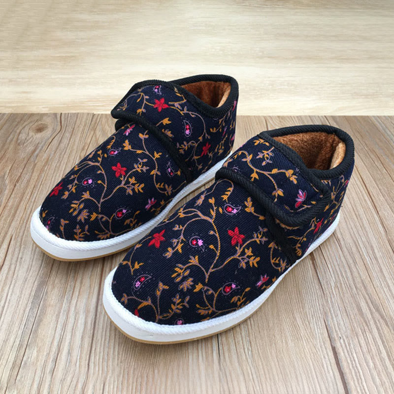 Plusock Plus Size Flower Plant Leopard Print Slippers - Dark Blue - EU42(US7.5) - image 7