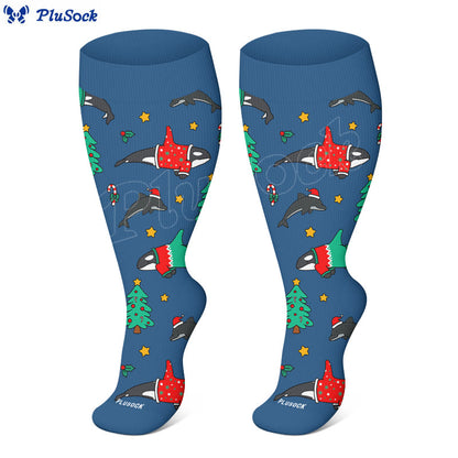 Plusock Plus Size X Ray Cat Christmas Animals Compression Socks - image 12