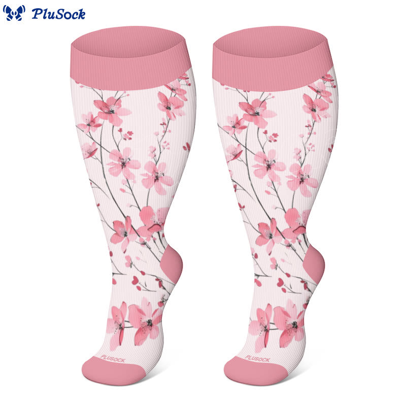 Plusock 2XL-4XL Plus Size Harmonious Flowers Compression Socks - image 3