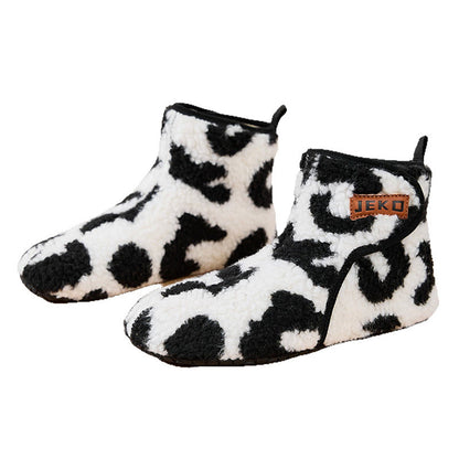 Plusock Plus Size Cute Cow Print Slippers - Black - EU42-43(US8.5-9) - image 7