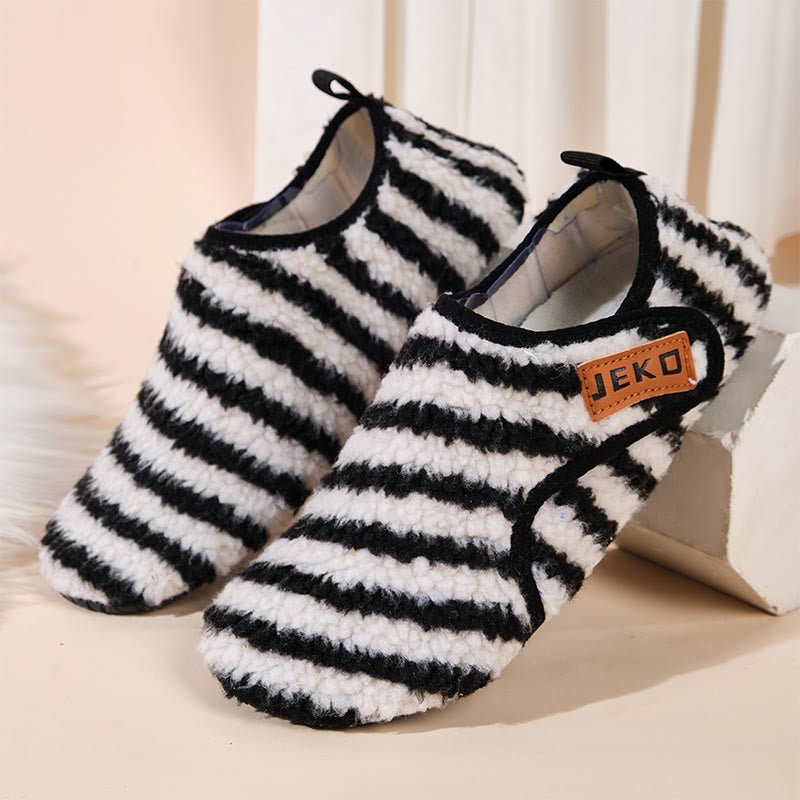 Plusock Plus Size Velcro Stripe Slippers - Black - EU44-45(US10-11) - image 7