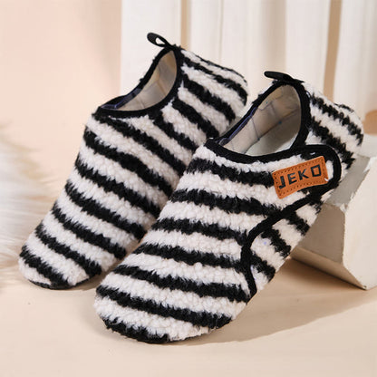 Plusock Plus Size Velcro Stripe Slippers - Black - EU44-45(US10-11) - image 7