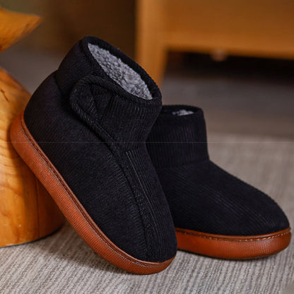 Plusock Plus Size Fleece Lined Velcro Slippers - Black - EU47-48(US11-12) - image 9