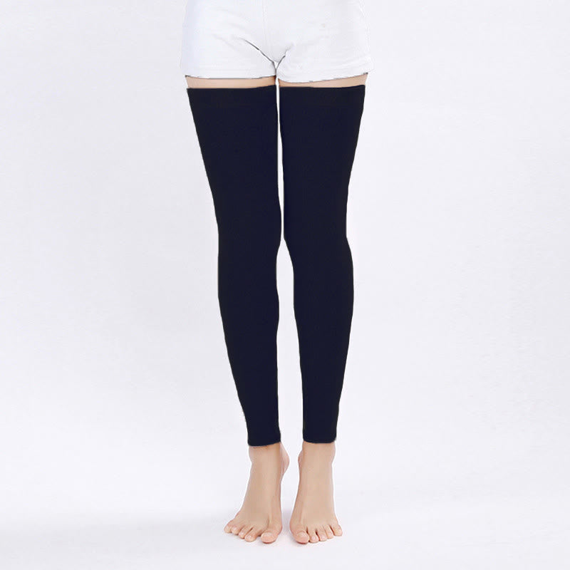 Plusock Plus Size Solid Color Long Thigh Sleeves - Navy Blue - XL - image 8