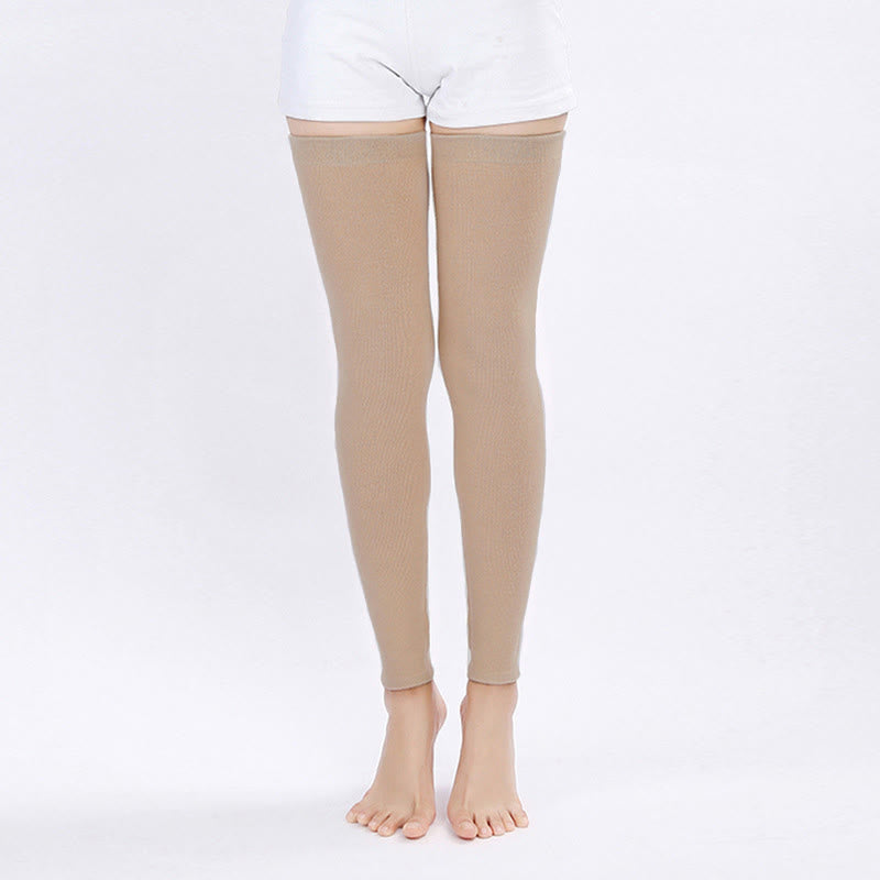 Plusock Plus Size Solid Color Long Thigh Sleeves - Camel - XL - image 5