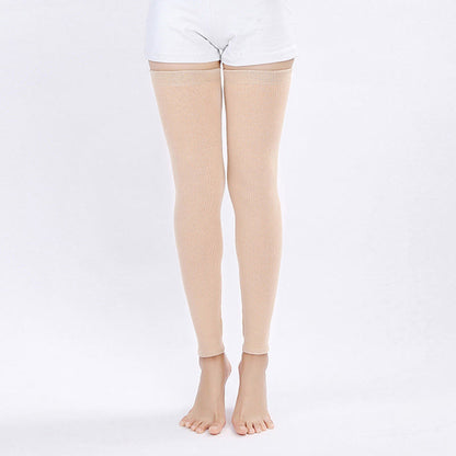 Plusock Plus Size Solid Color Long Thigh Sleeves - Nude - XL - image 9