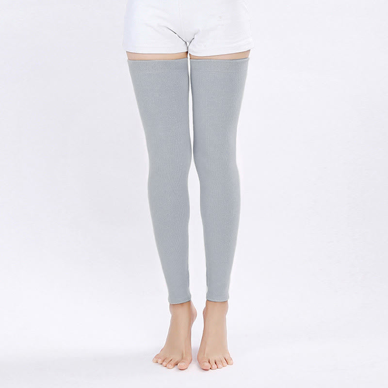 Plusock Plus Size Solid Color Long Thigh Sleeves - Dark Grey - XL - image 7