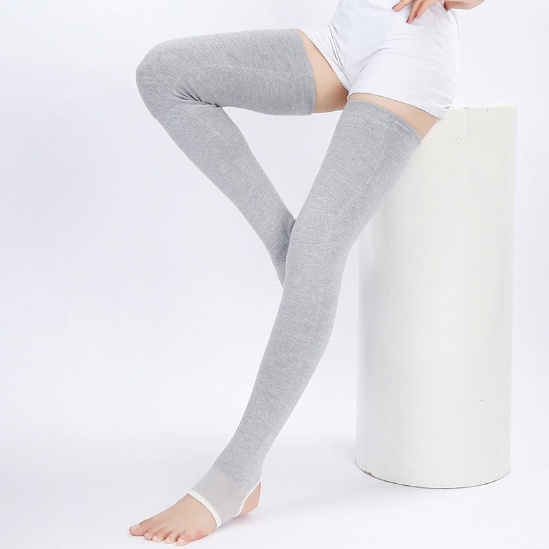 Plusock Plus Size Smooth Stirrup Thigh Sleeves - Light Gray - XL - image 5