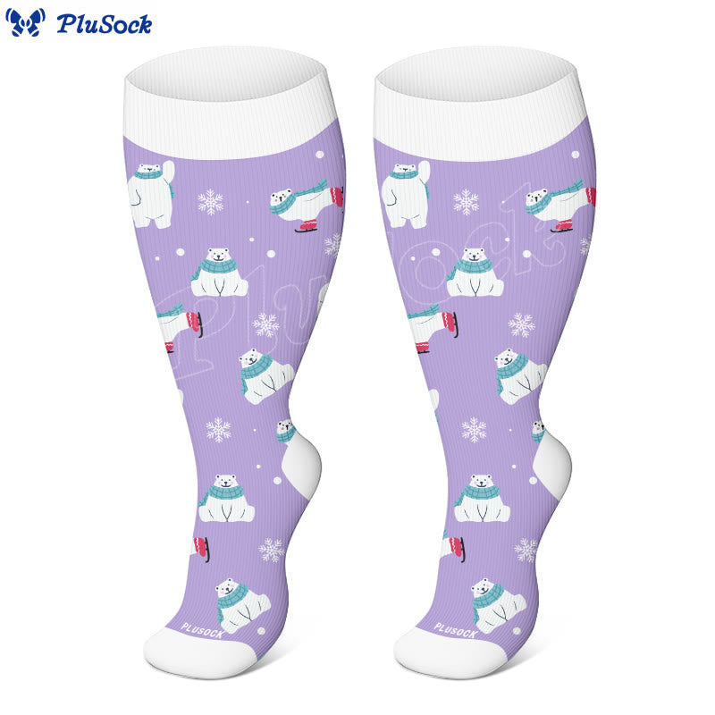 Plusock Plus Size Polar Bear Deer Compression Socks(3 Pairs) - image 2