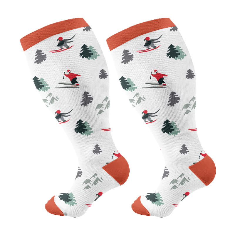 Plusock Plus Size Polar Bear Deer Compression Socks(3 Pairs) - Red(1 Pair) - 4XL - image 6