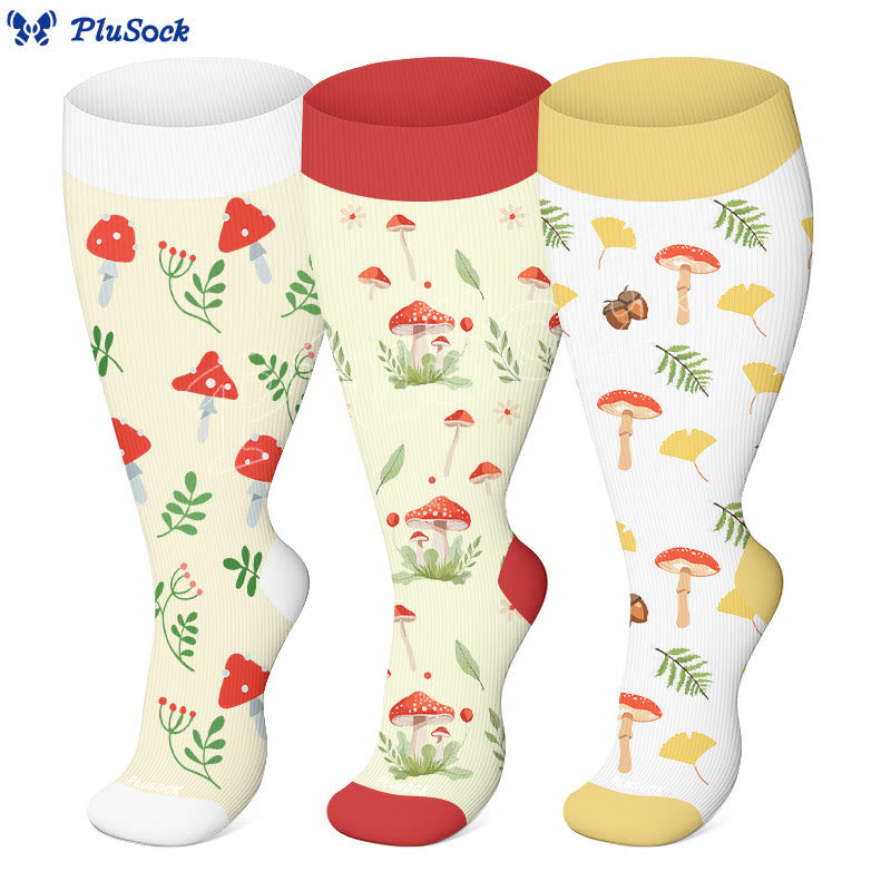 Plusock Plus Size Mushroom Compression Socks(3 Pairs) - image 0