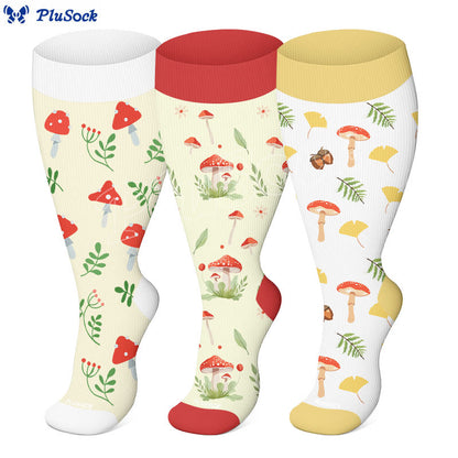 Plusock Plus Size Mushroom Compression Socks(3 Pairs) - image 0