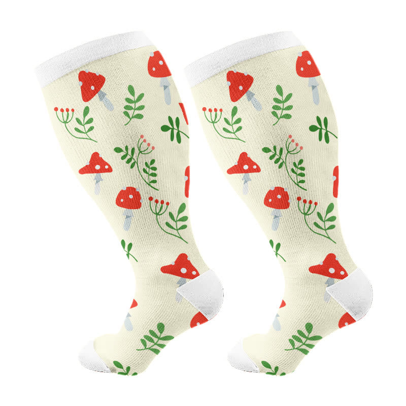 Plusock Plus Size Mushroom Compression Socks(3 Pairs) - Apricot(1 Pair) - 4XL - image 5