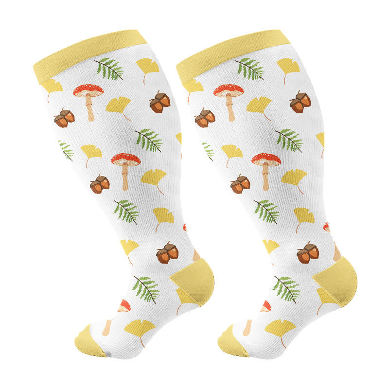 Plusock Plus Size Mushroom Compression Socks(3 Pairs) - Yellow(1 Pair) - 4XL - image 6