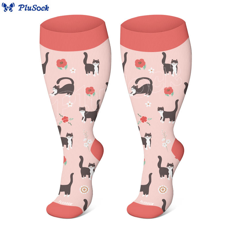 Plusock Plus Size Lovely Unicorn Deer Cat Compression Socks(3 Pairs) - image 4