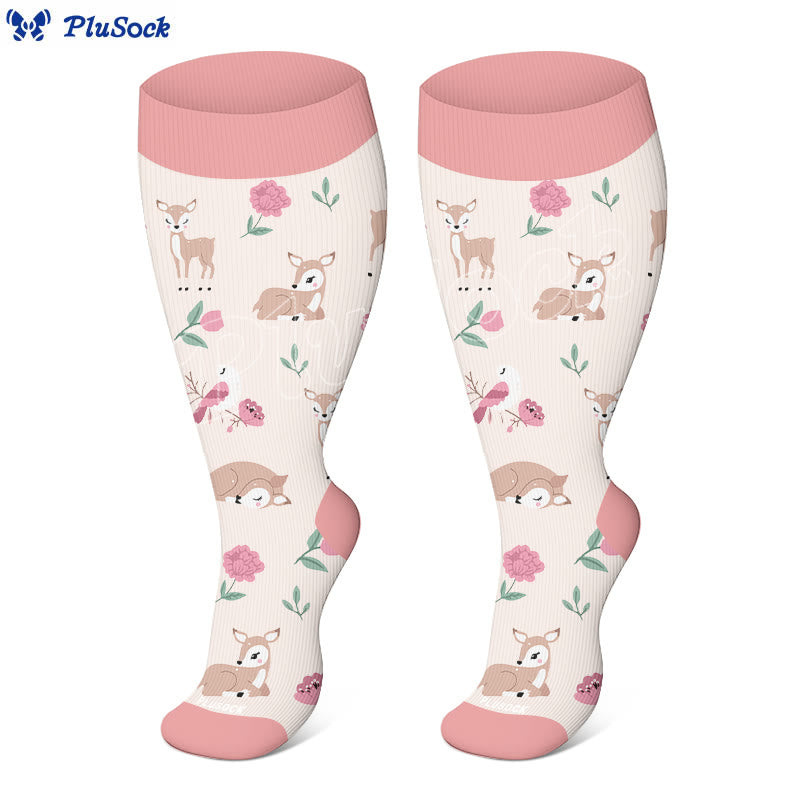Plusock Plus Size Lovely Unicorn Deer Cat Compression Socks(3 Pairs) - image 3