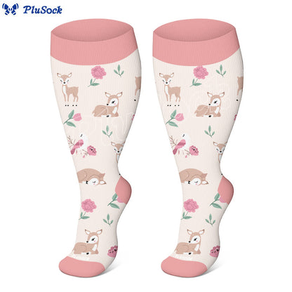 Plusock Plus Size Lovely Unicorn Deer Cat Compression Socks(3 Pairs) - image 3
