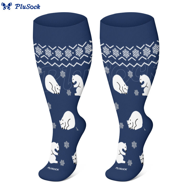 Plusock Plus Size Winter Penguin Polar Bear Compression Socks(3 Pairs) - image 3