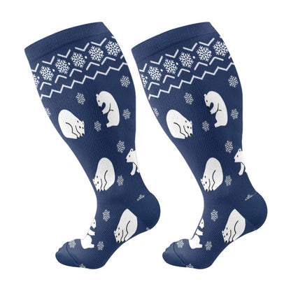 Plusock Plus Size Winter Penguin Polar Bear Compression Socks(3 Pairs) - Navy Blue(1 Pair) - 4XL - image 6