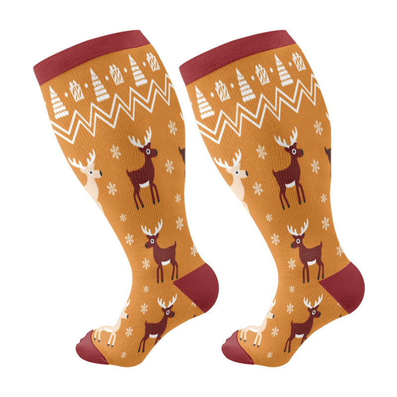 Plusock Plus Size Winter Penguin Polar Bear Compression Socks(3 Pairs) - Brown(1 Piar) - 4XL - image 7
