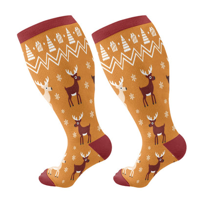 Plusock Plus Size Winter Penguin Polar Bear Compression Socks(3 Pairs) - Brown(1 Piar) - 4XL - image 7